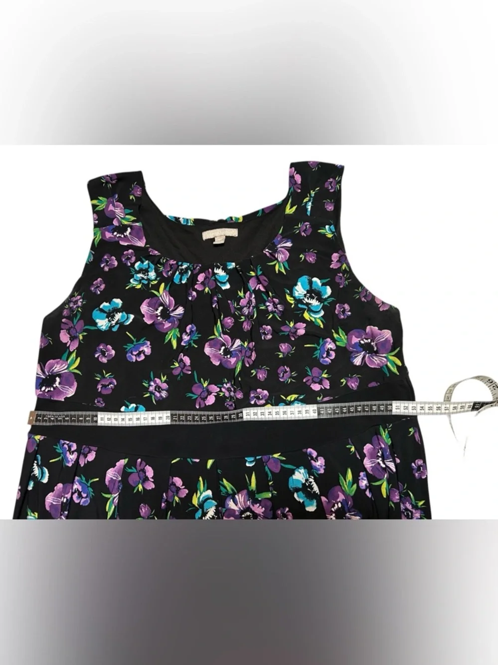 Women within Black Sleeveless Maxi Dress with Purple & Teal Floral Print - Picture 6 of 7
